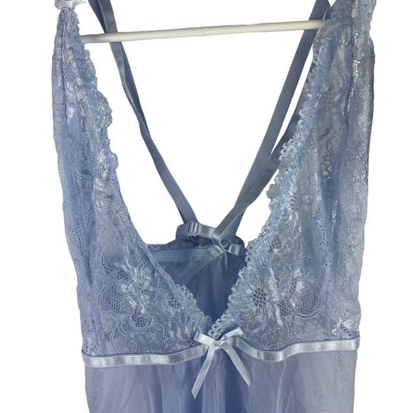 NWT Oh la la Cheri Blue Lace Teddy Lace Lingerie Nylon Spandex Bodysuit Size S/M - Picture 2 of 12